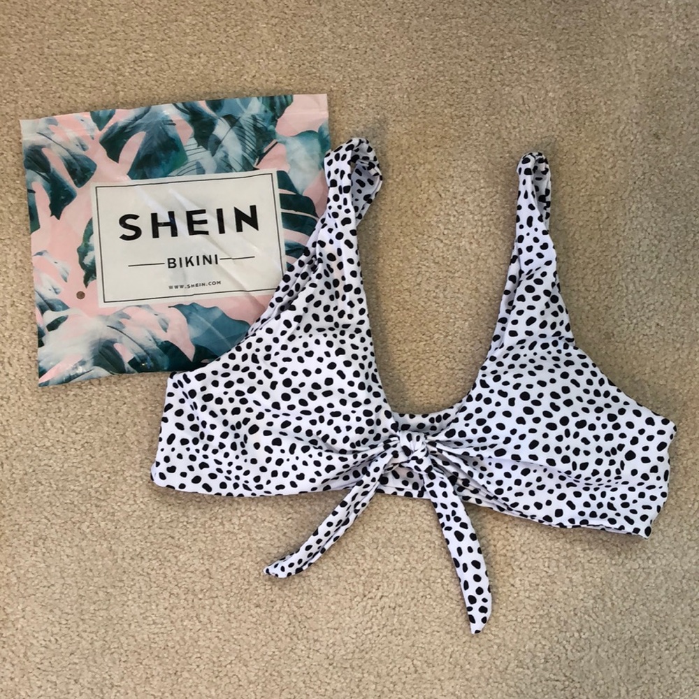 SHEIN Dalmatian print bikini top